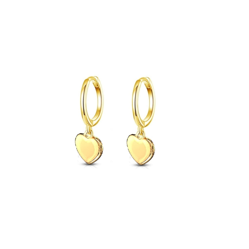 18ct Gold Plated Heart Charm Huggie Earrings | Jena