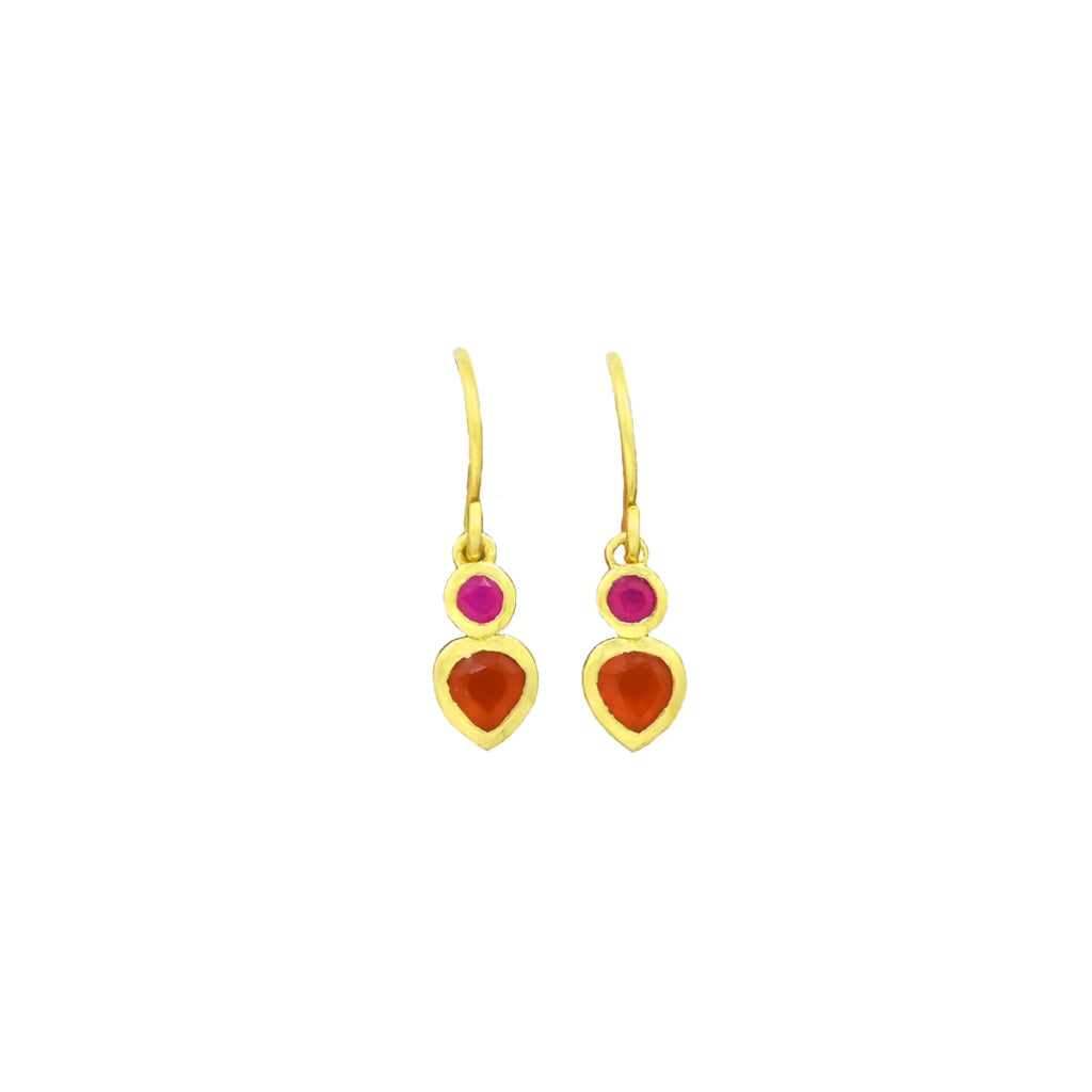 Gold Heart Gemstone Drop Earrings | Jazlyn | Noyre