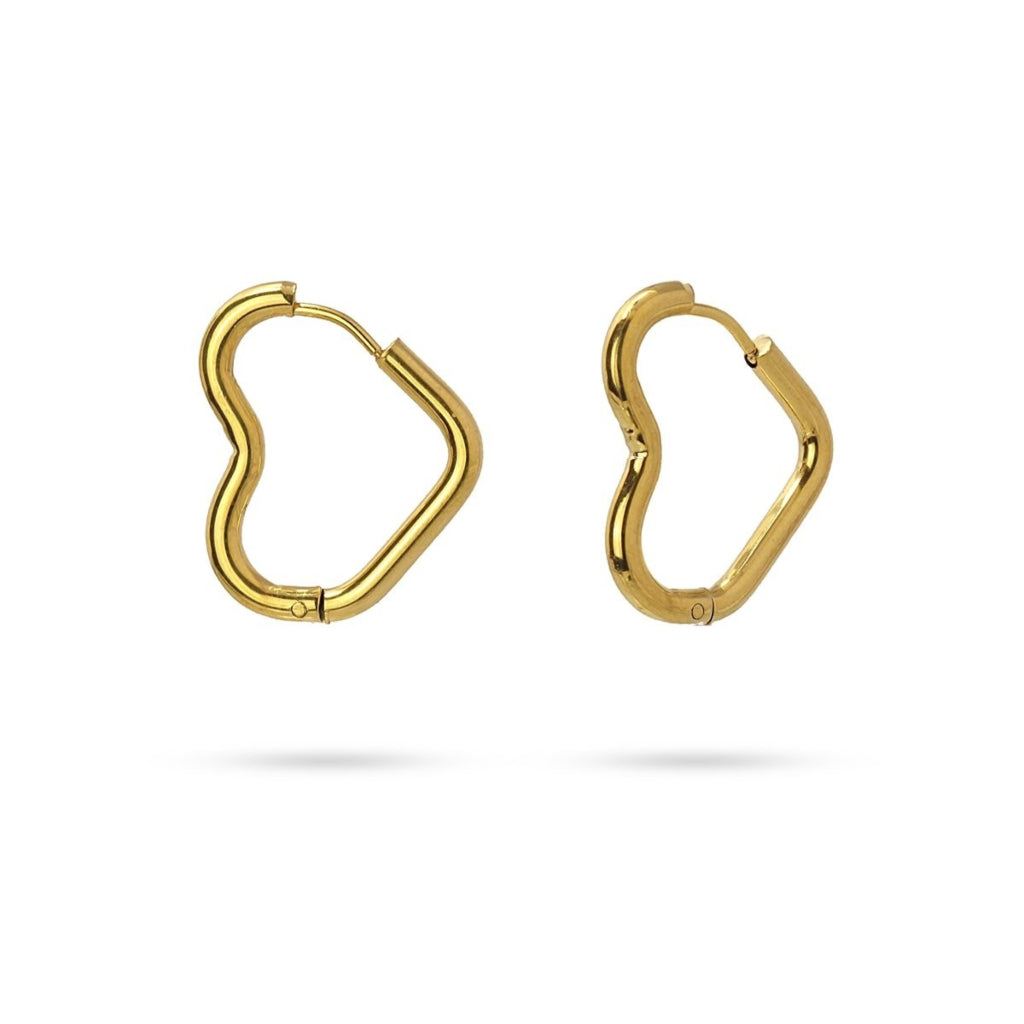 Steel Heart Shaped Hoop Earrings | Anartxy