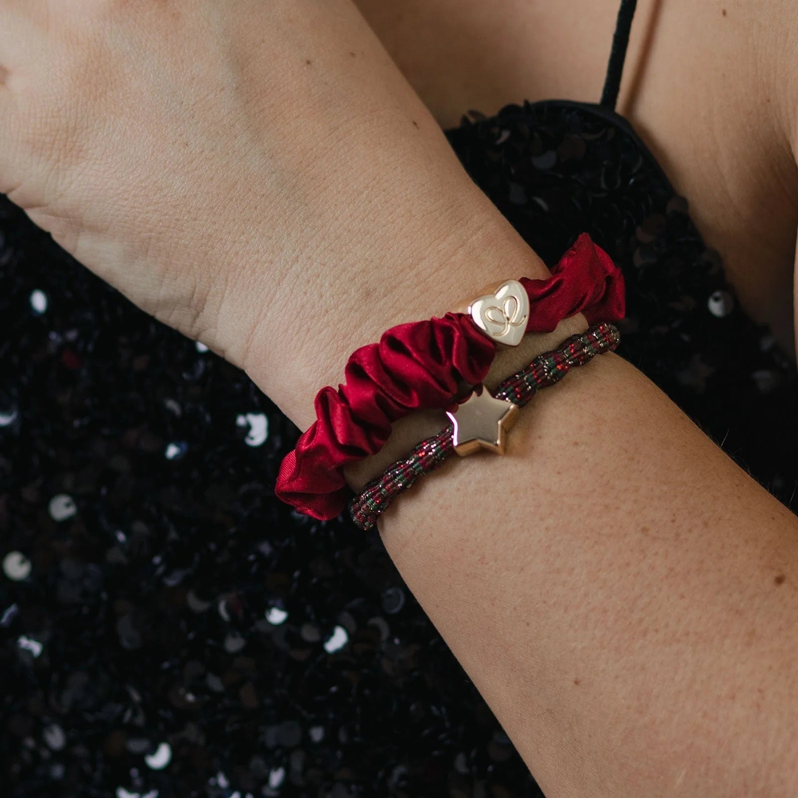 Gold Heart Silk Scrunchie | byEloise