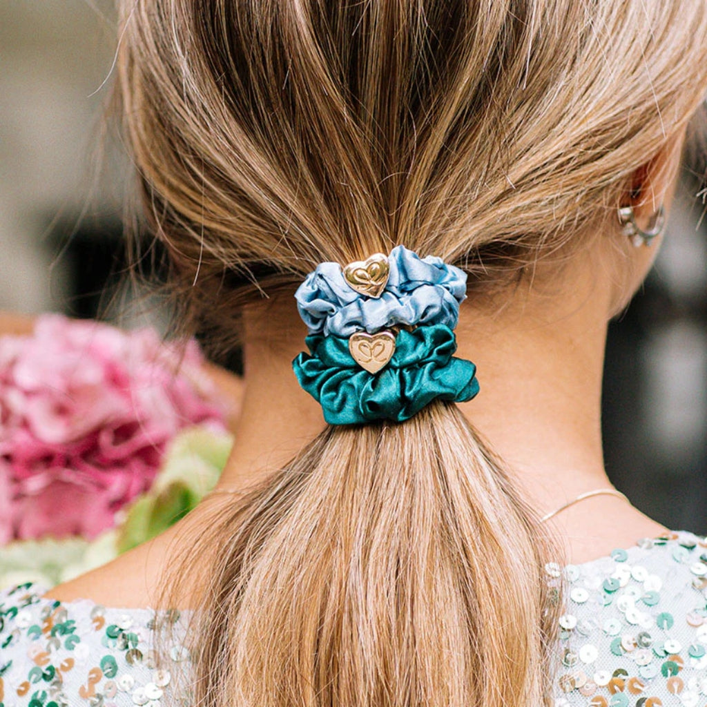 Gold Heart Silk Scrunchie | byEloise