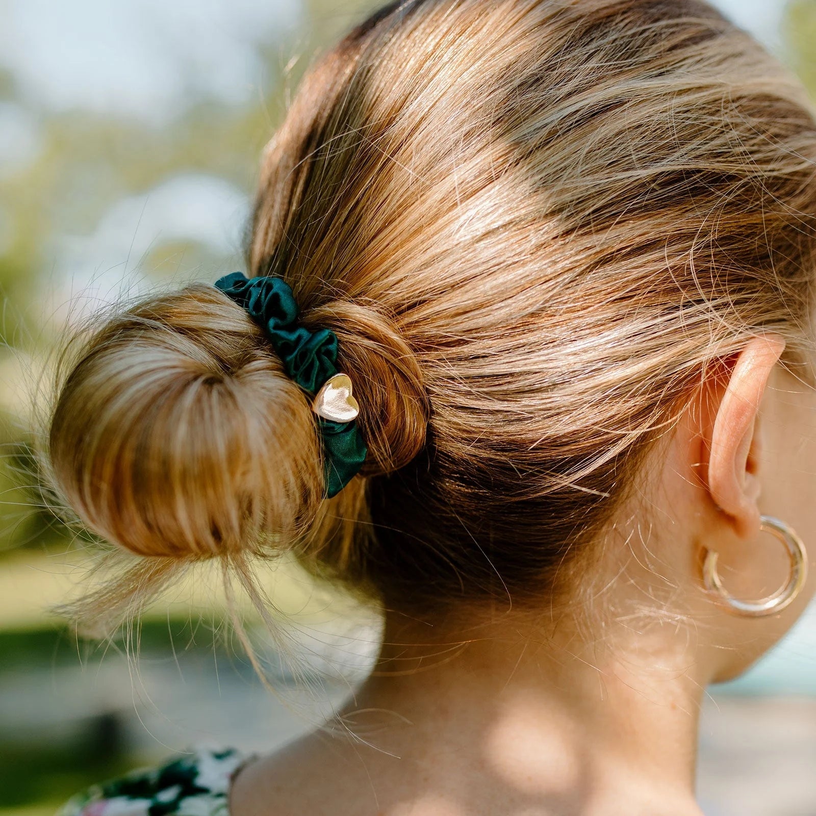 Gold Heart Silk Scrunchie | byEloise