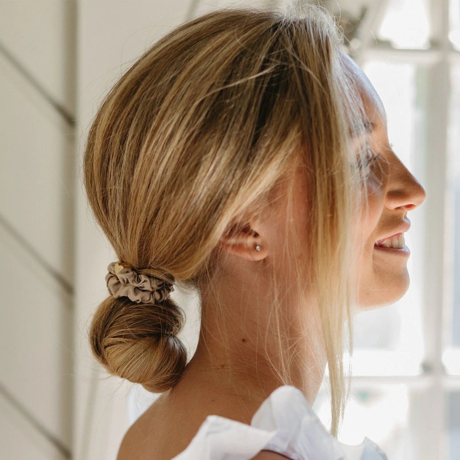 Gold Heart Silk Scrunchie | byEloise