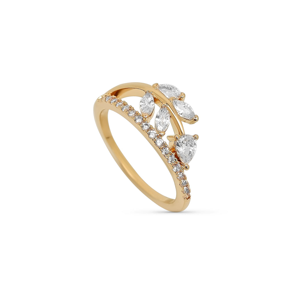 Gold Leaf Multistone Band Ring