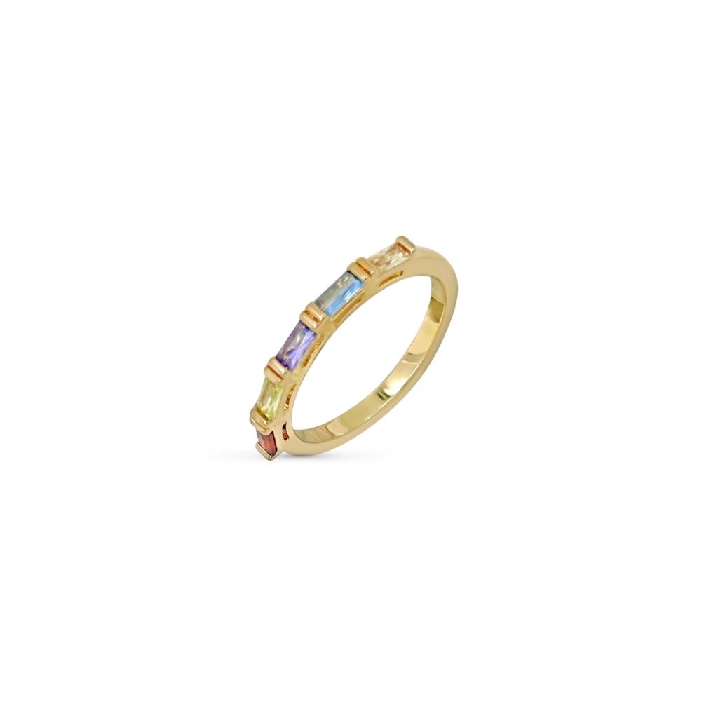 Gold Multi Colour Band Ring