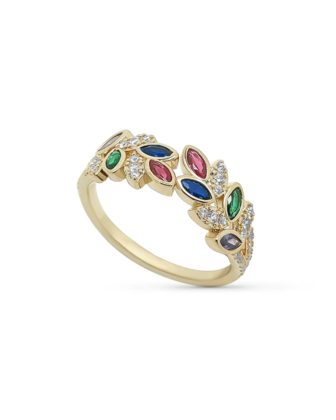 Gold Multicolour Leaf Ring
