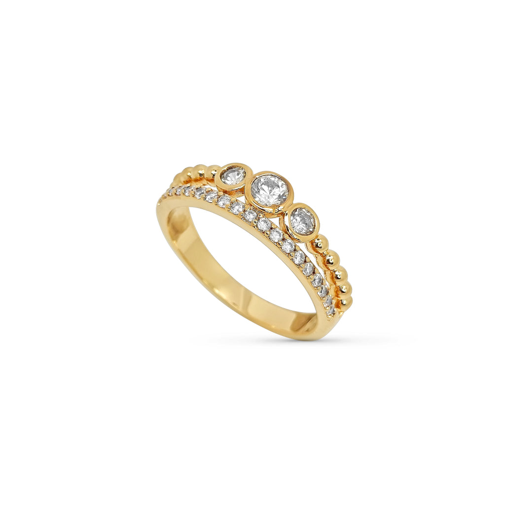Gold Multistone Double Band Ring