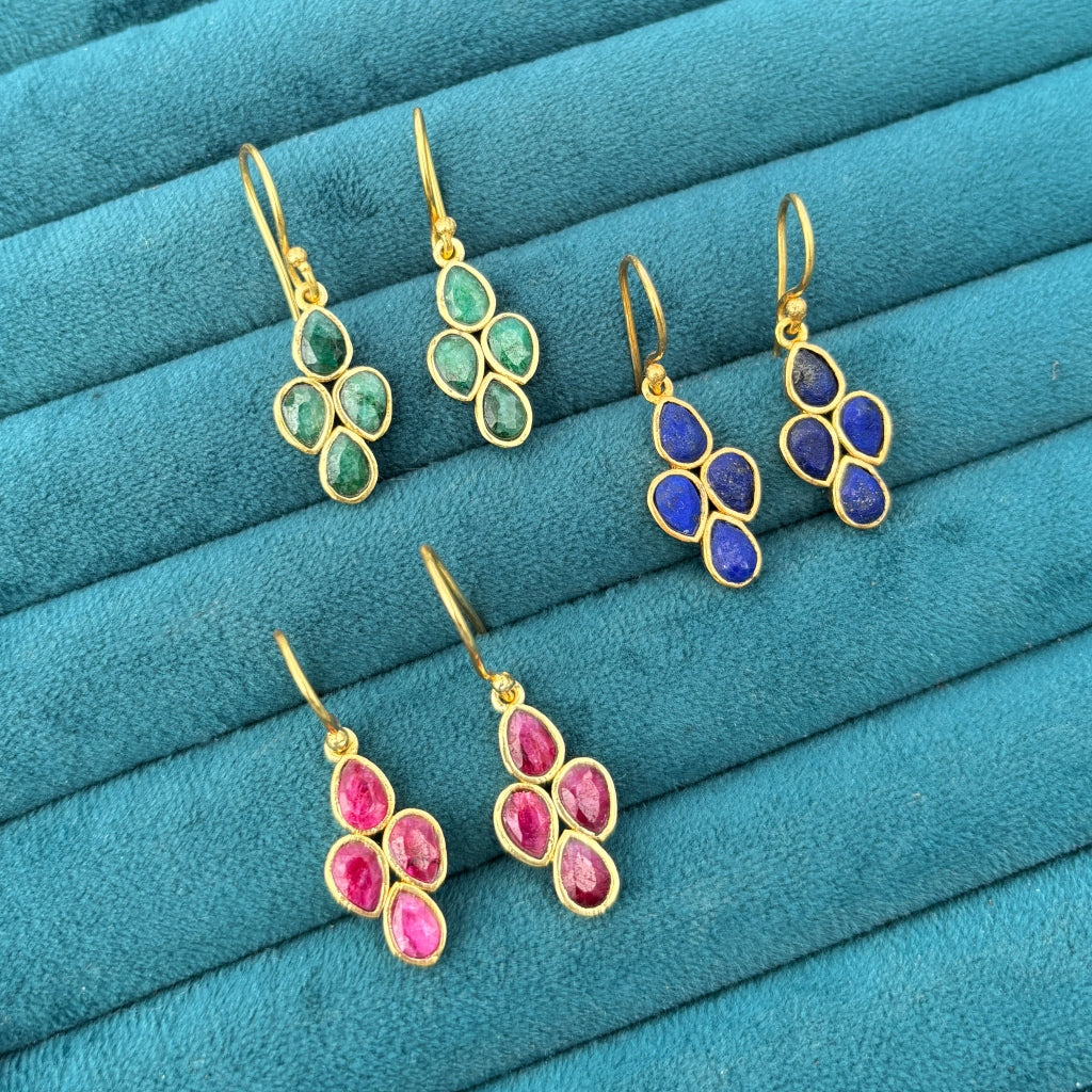 Gold Multistone Drop Earrings