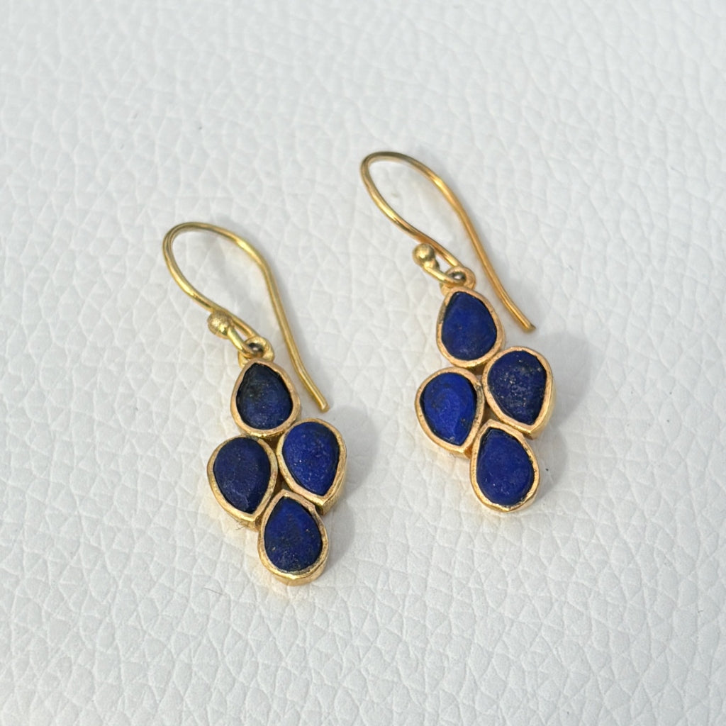 Gold Multistone Drop Earrings