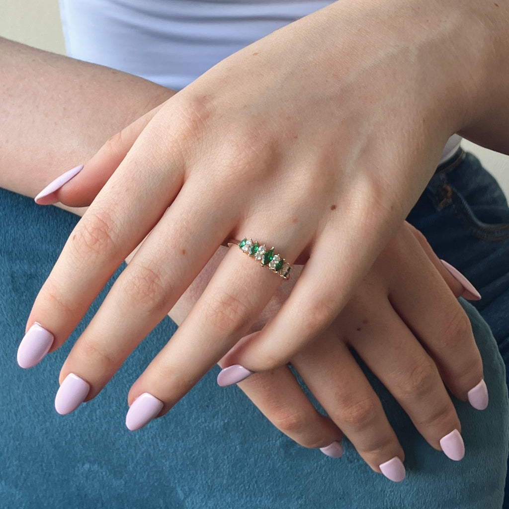 Gold Multistone Ring Emerald