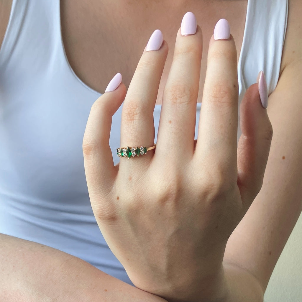 Gold Multistone Ring Emerald