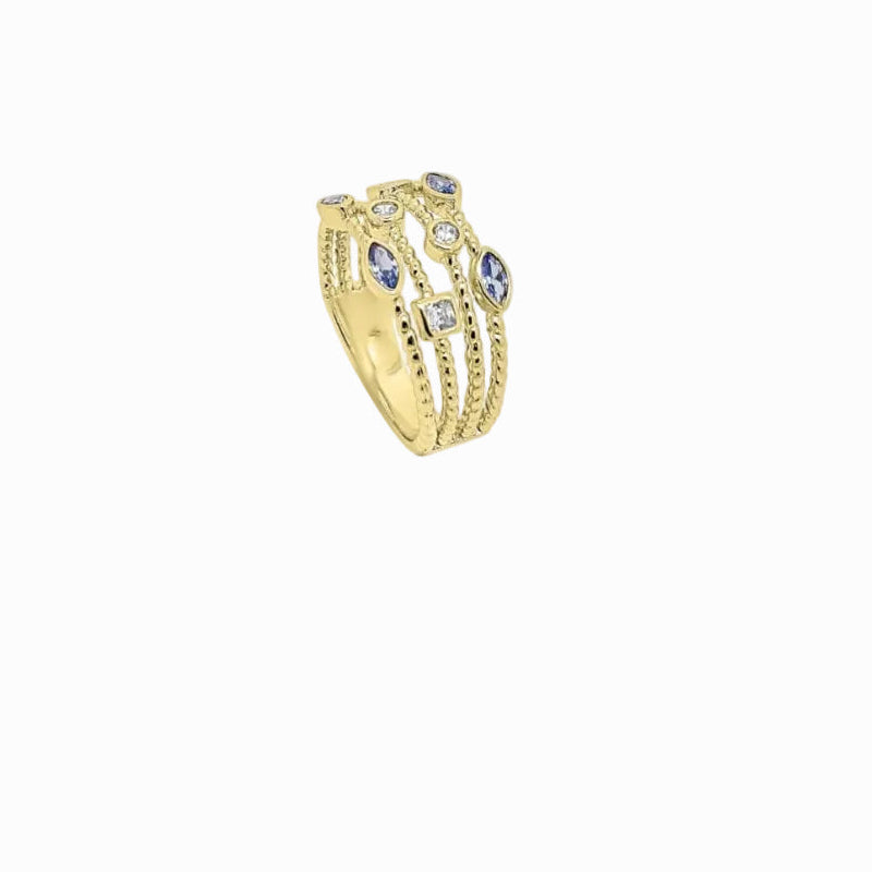 18ct Gold Plated Multistrand Colour Stone Ring | Kyra