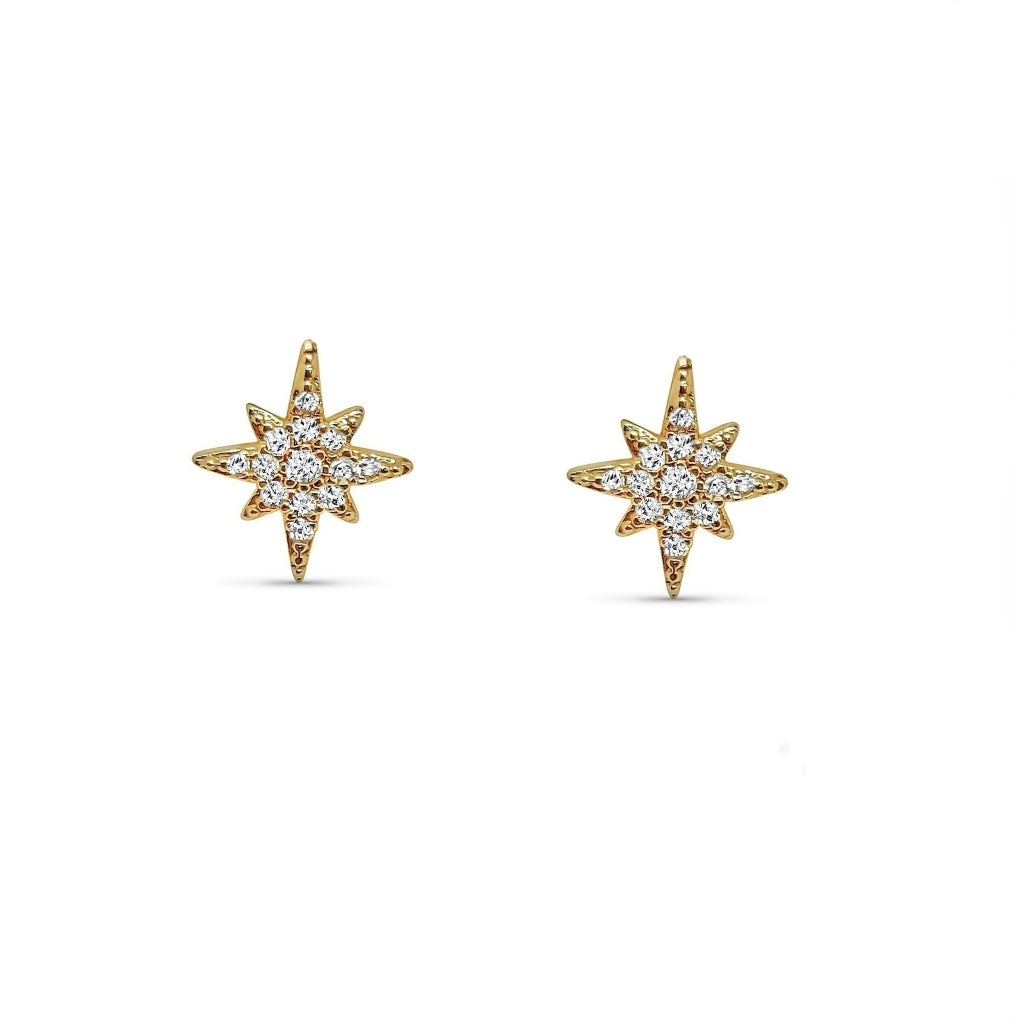 Gold North Star Stud Earrings | Nova