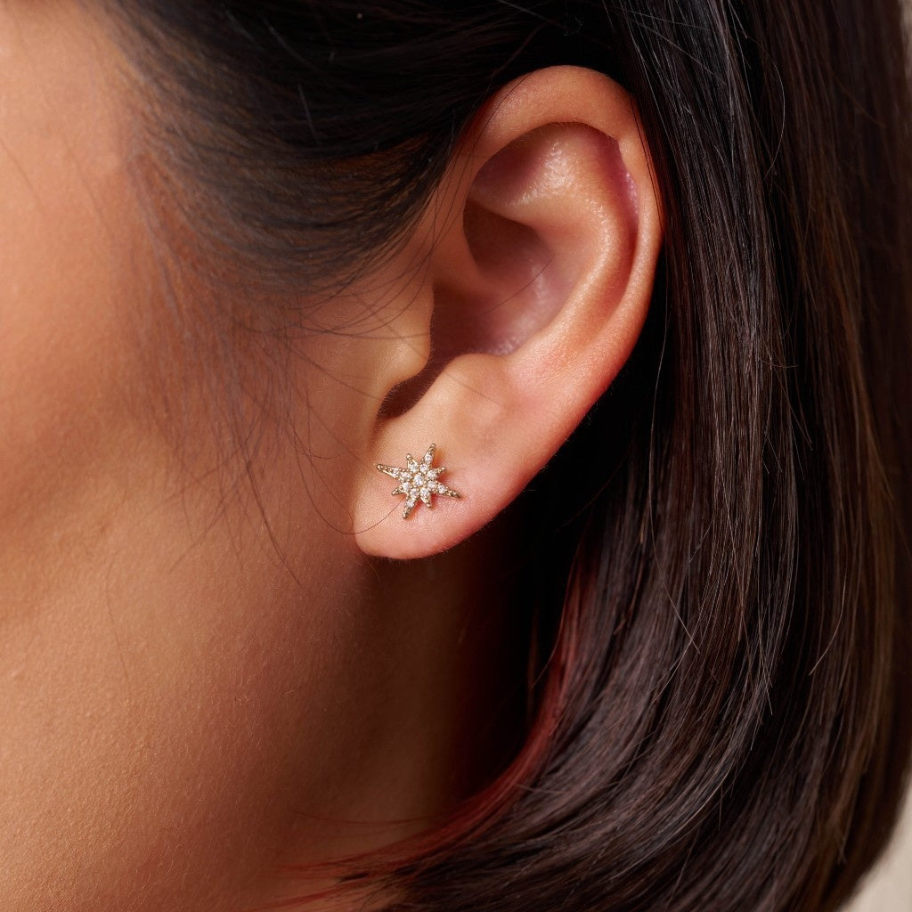Gold North Star Stud Earrings | Nova