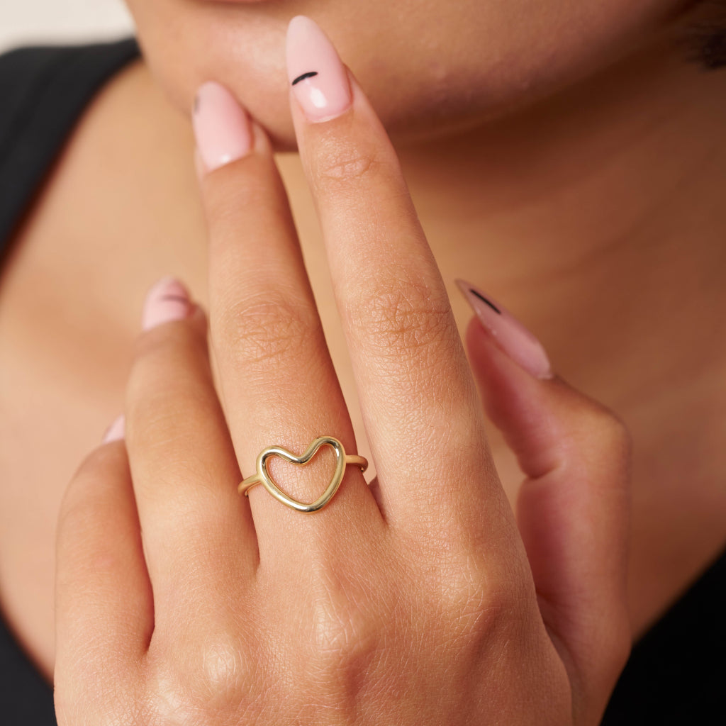 Gold Open Love Heart Ring