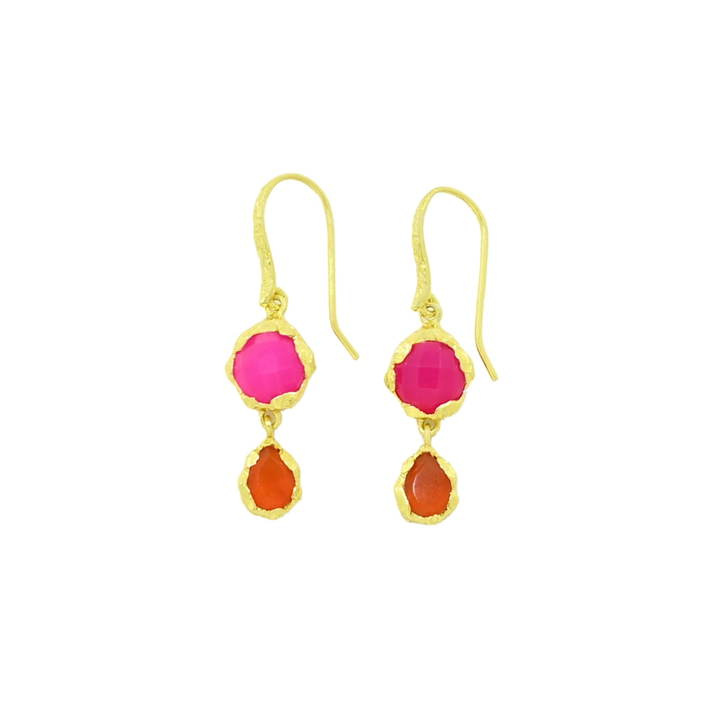 Gold Ornate Gemstone Drop Earrings | Nerina | Noyre