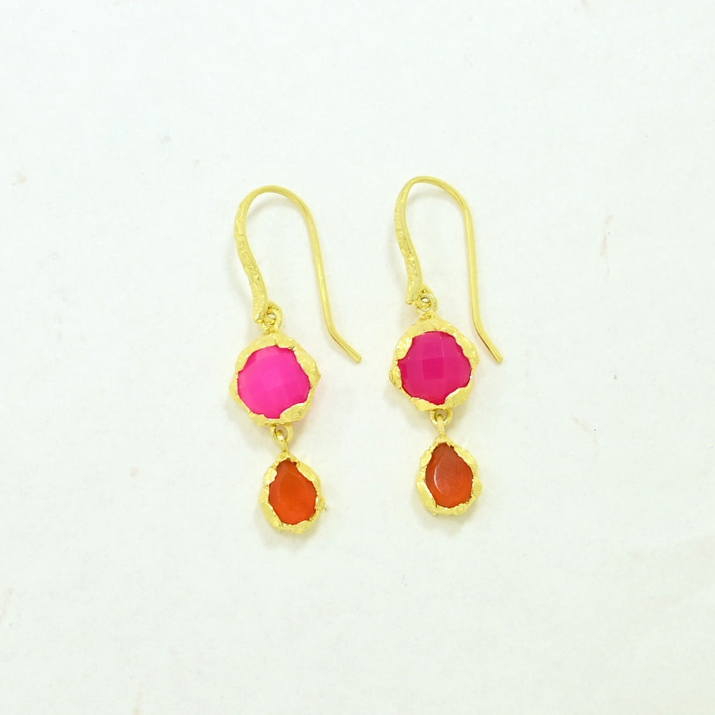 Gold Ornate Gemstone Drop Earrings | Nerina | Noyre