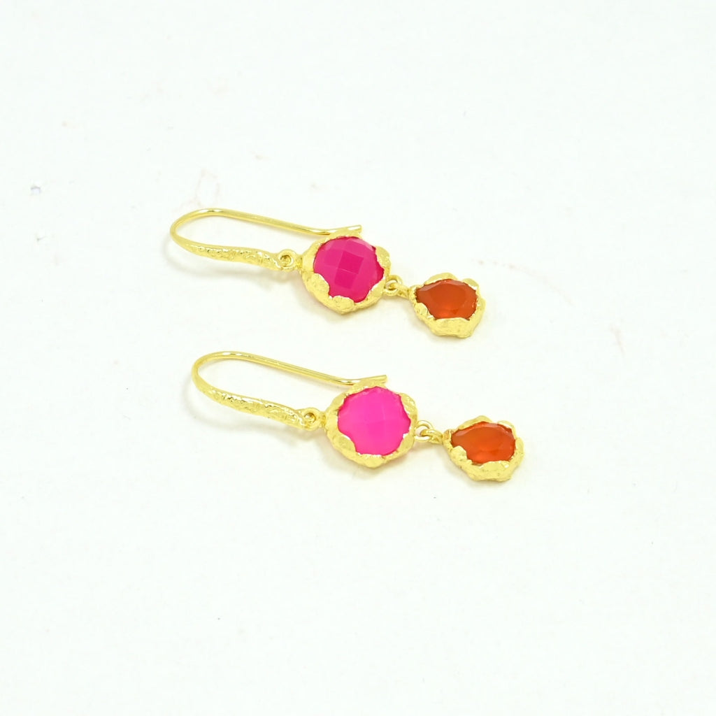 Gold Ornate Gemstone Drop Earrings | Nerina | Noyre