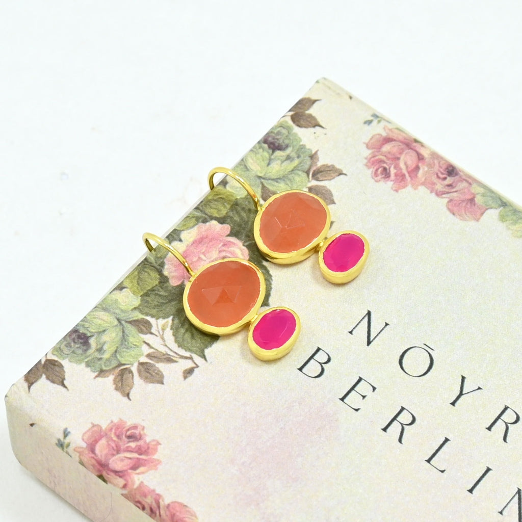 Gold Oval Gemstone Drop Earrings | Primrose | Noyre