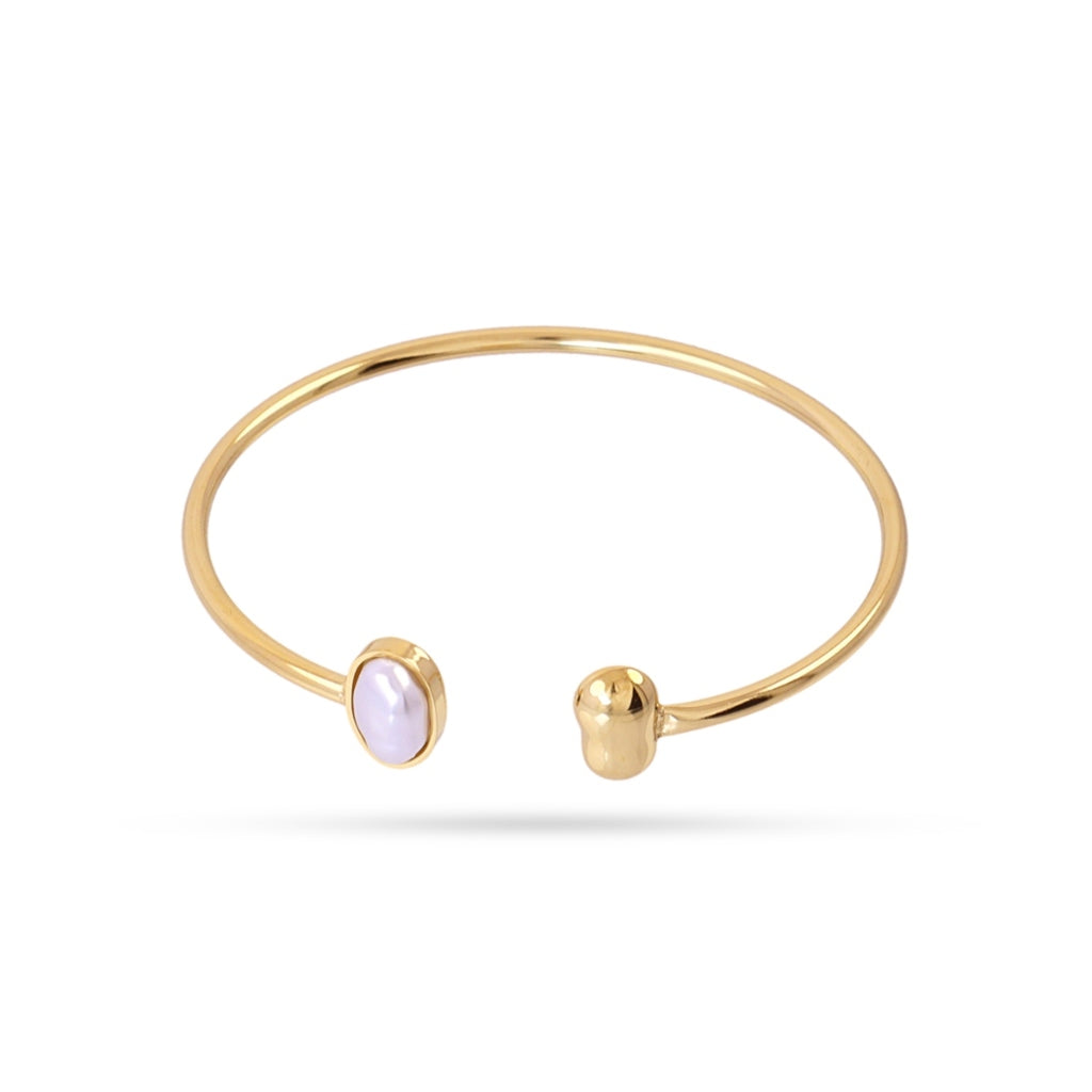 Gold Pearl Detail Bangle Bracelet | Anartxy