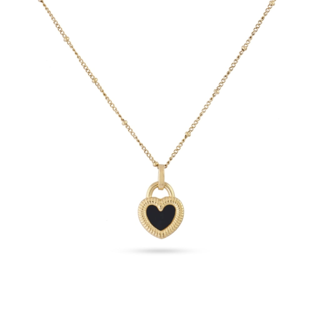 Gold Two Faces Heart Pendant Necklace | Anartxy