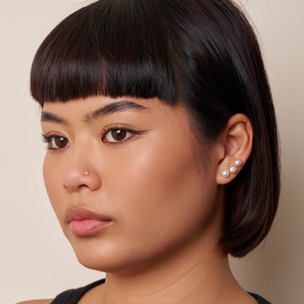 Gold Pearl Stud Earrings