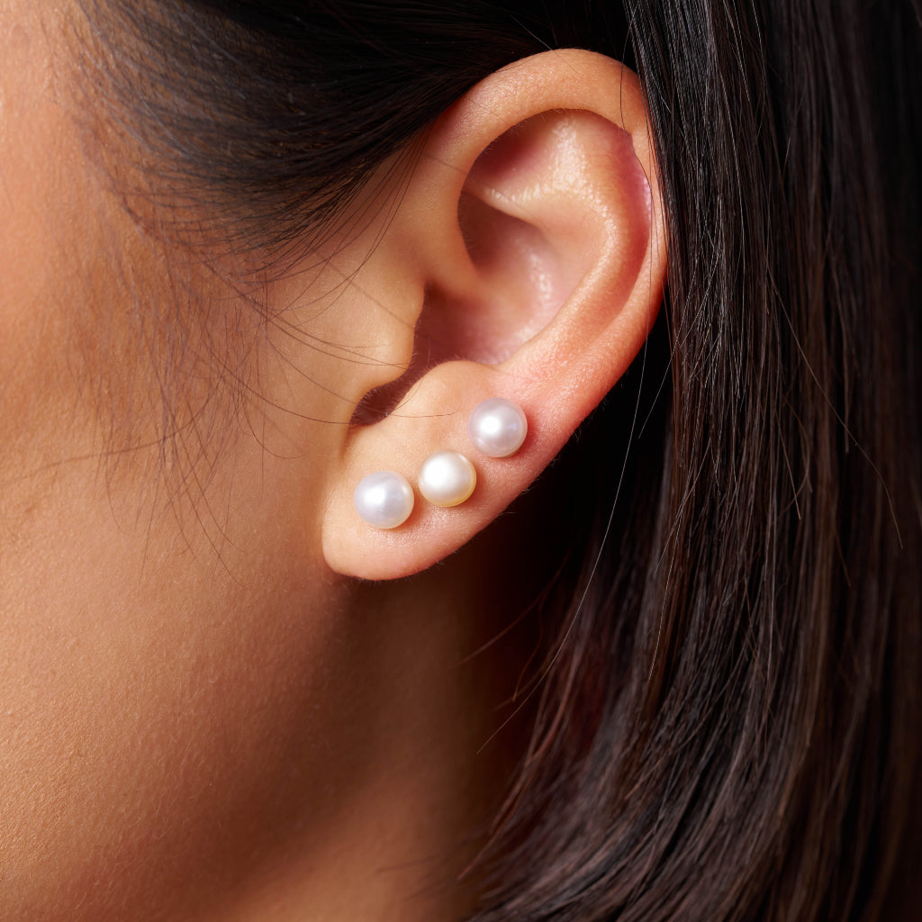 Gold Pearl Stud Earrings