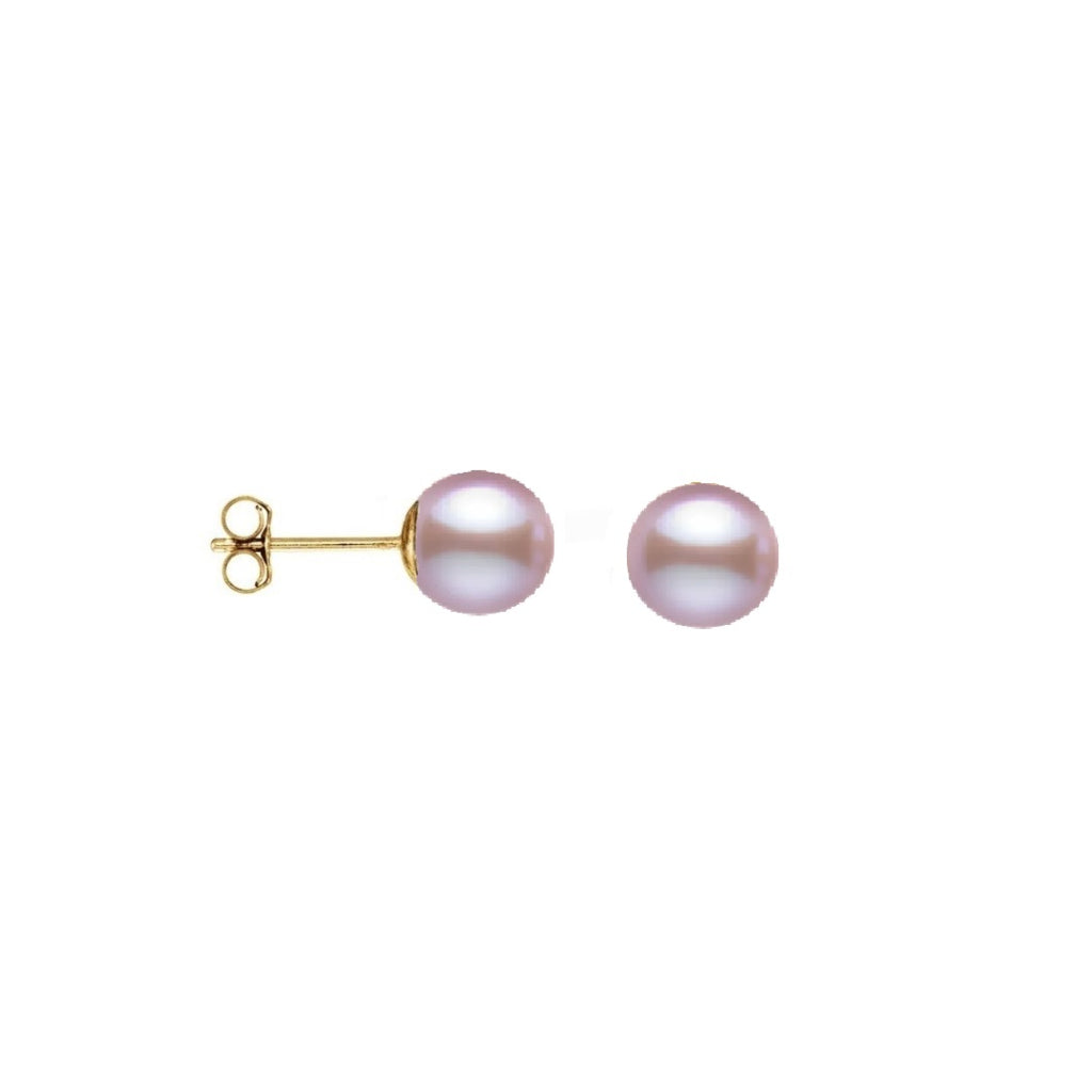 Gold Pearl Stud Earrings Purple