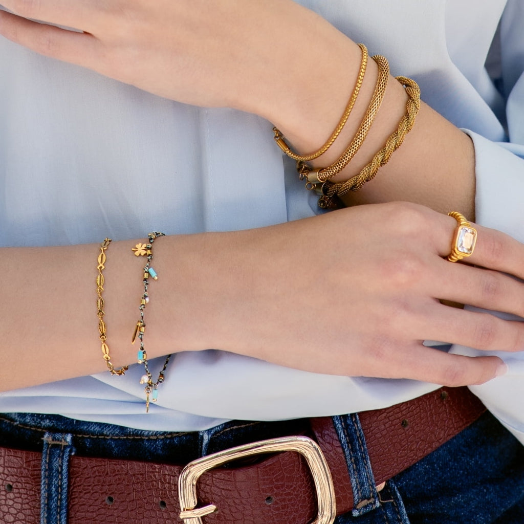 Gold Rectangle Clear Stone Ring | Anartxy