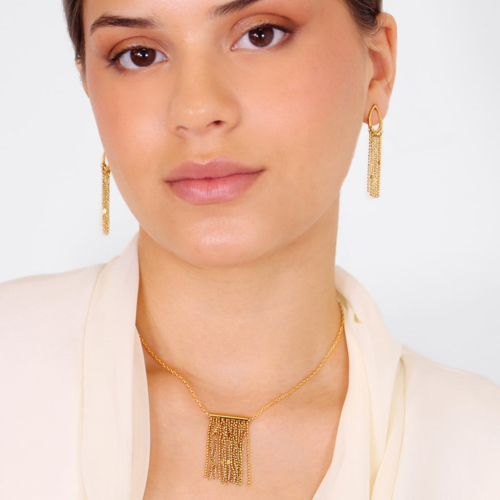 Gold Rectangle Rainfall Necklace | Anartxy