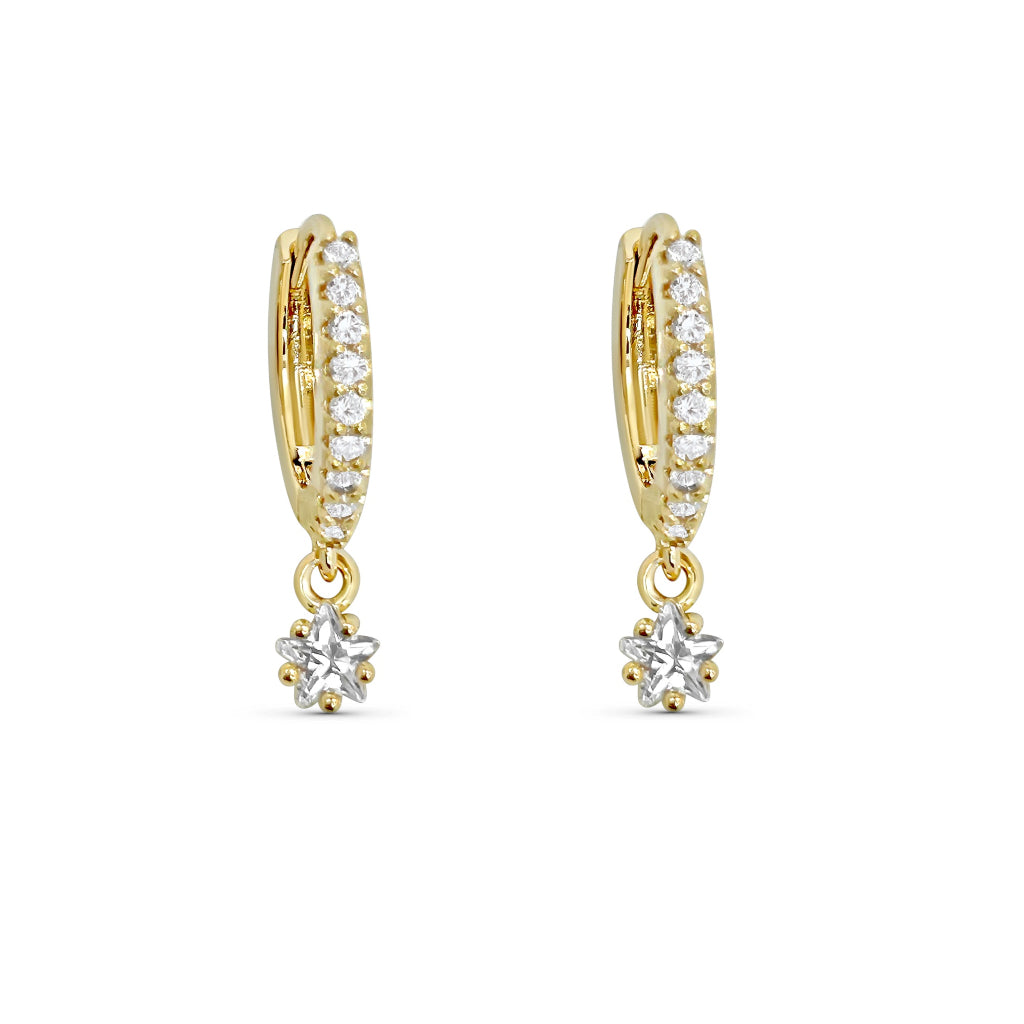 Gold Star Charm Huggie Hoop Earrings