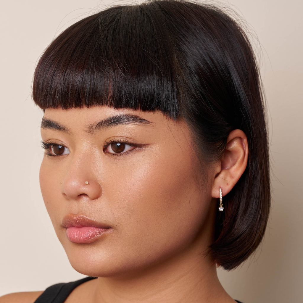 Gold Star Charm Huggie Hoop Earrings