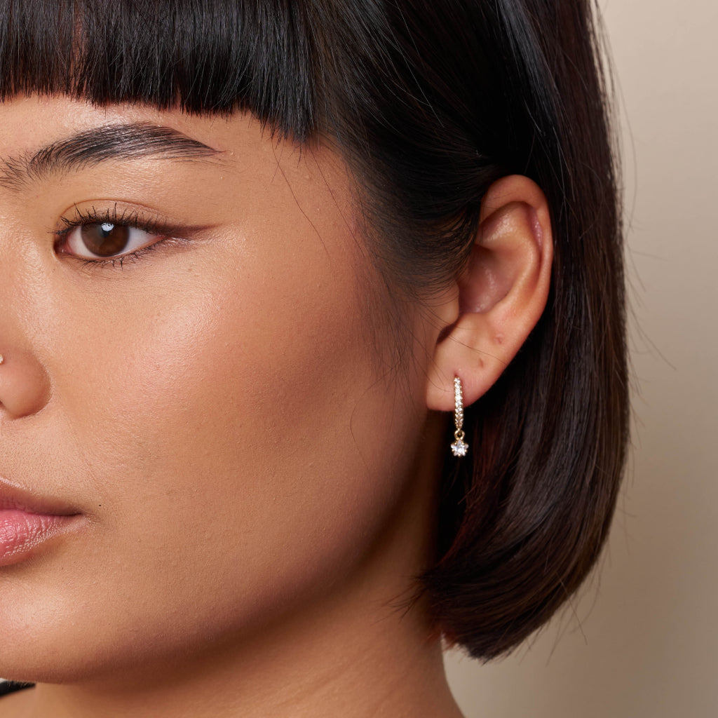 Gold Star Charm Huggie Hoop Earrings
