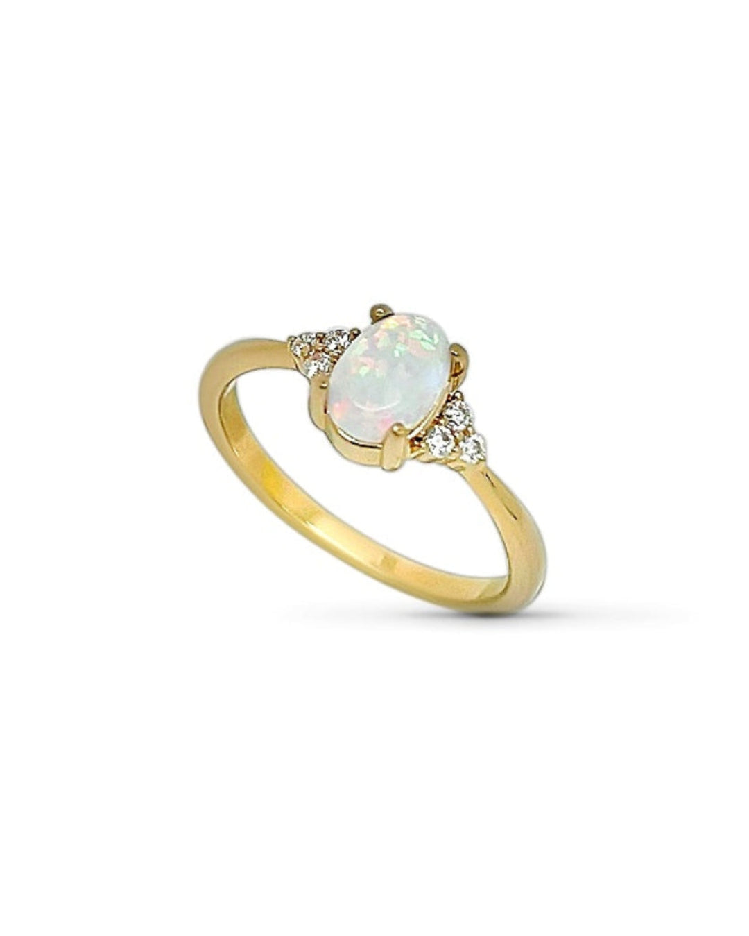 18ct Gold Plated White Opal Trilogy Ring | Cerissa