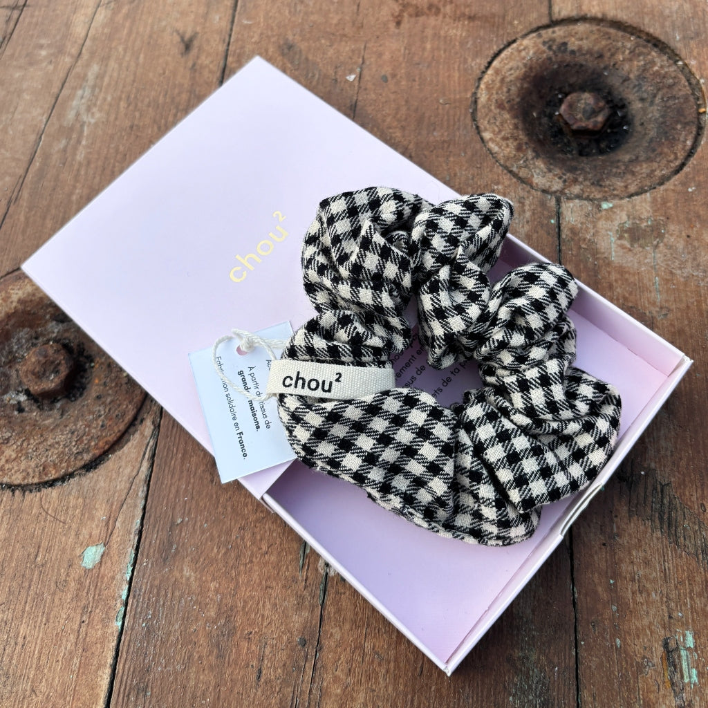Hair Scrunchie | Black Gingham | Chou²