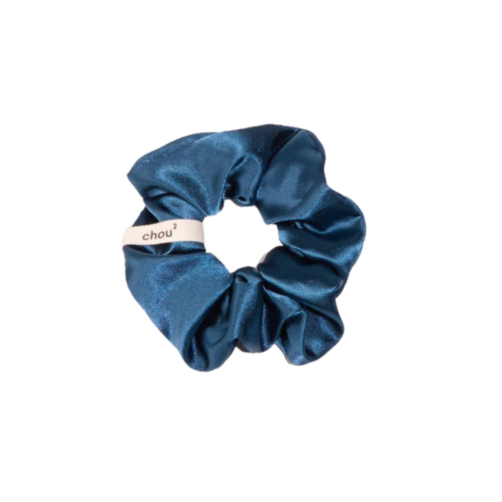 Duck Blue Satin Scrunchie | Handmade Upcycled Hair Accessory