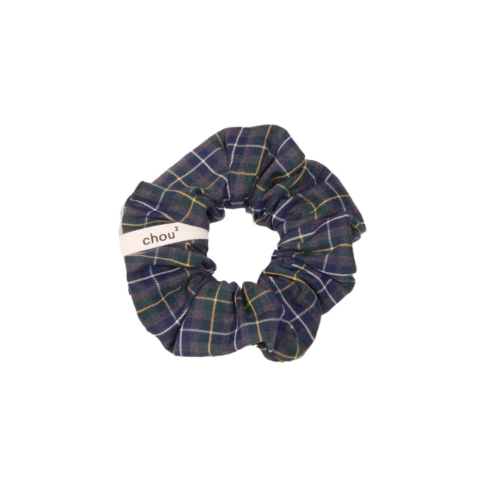 Green Tartan Scrunchie | Handmade Upcycled Fabric Hair Accessory