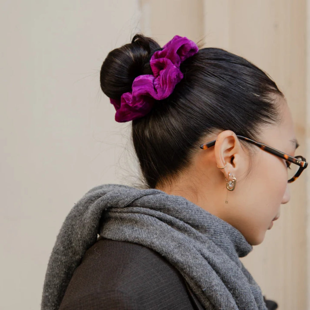 Purple Velvet Scrunchie | Handmade Upcycled Fabric Hair Accessory