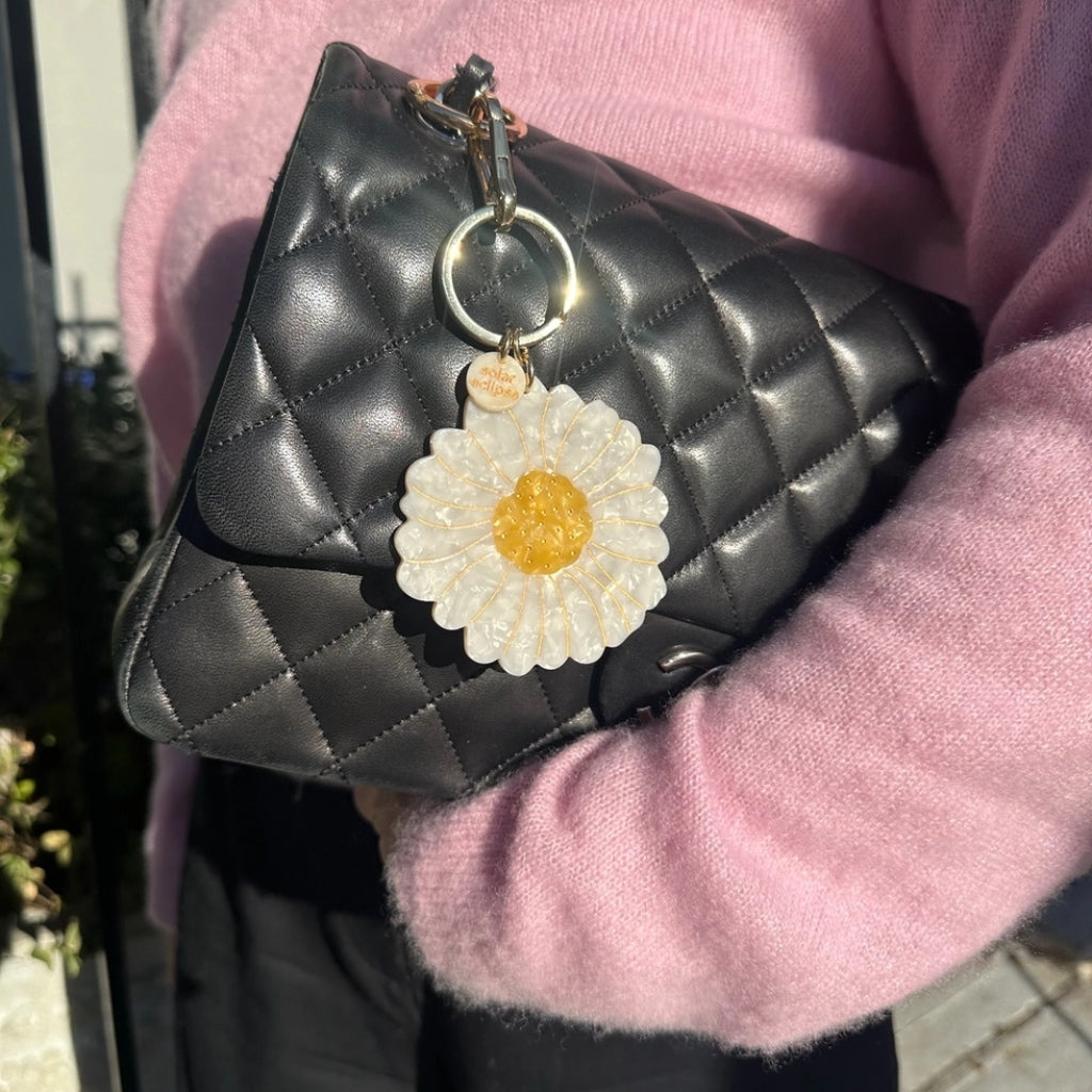Hand-Painted Bag Charm & Keychain | Daisy | Solar Eclipse