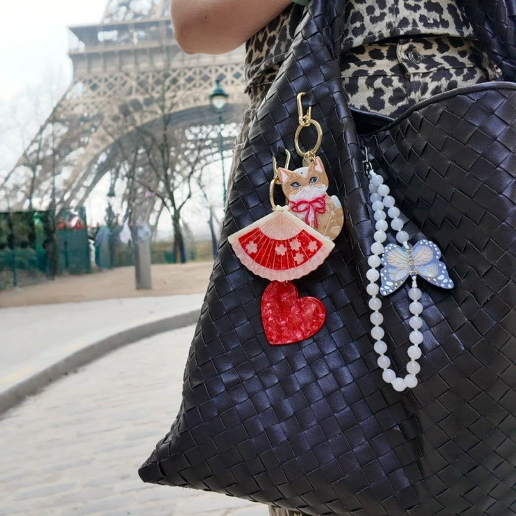 Hand-Painted Bag Charm & Keychain | Heart | Solar Eclipse