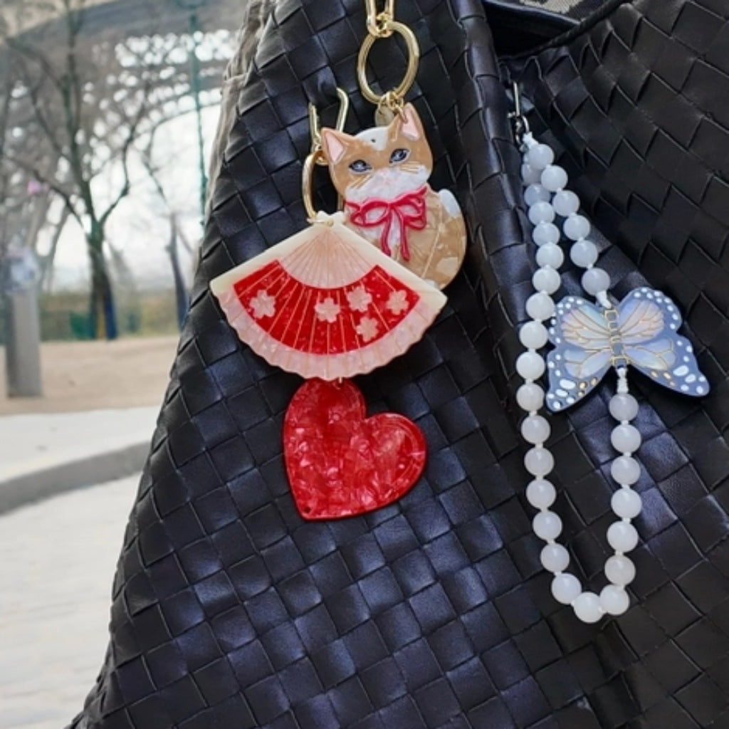 Hand-Painted Bag Charm & Keychain | Heart | Solar Eclipse