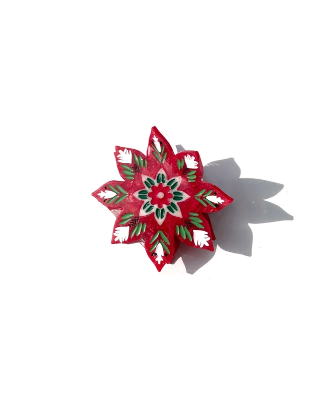 Hand-Painted Claw Hair Clip | Christmas Flower | Solar Eclipse
