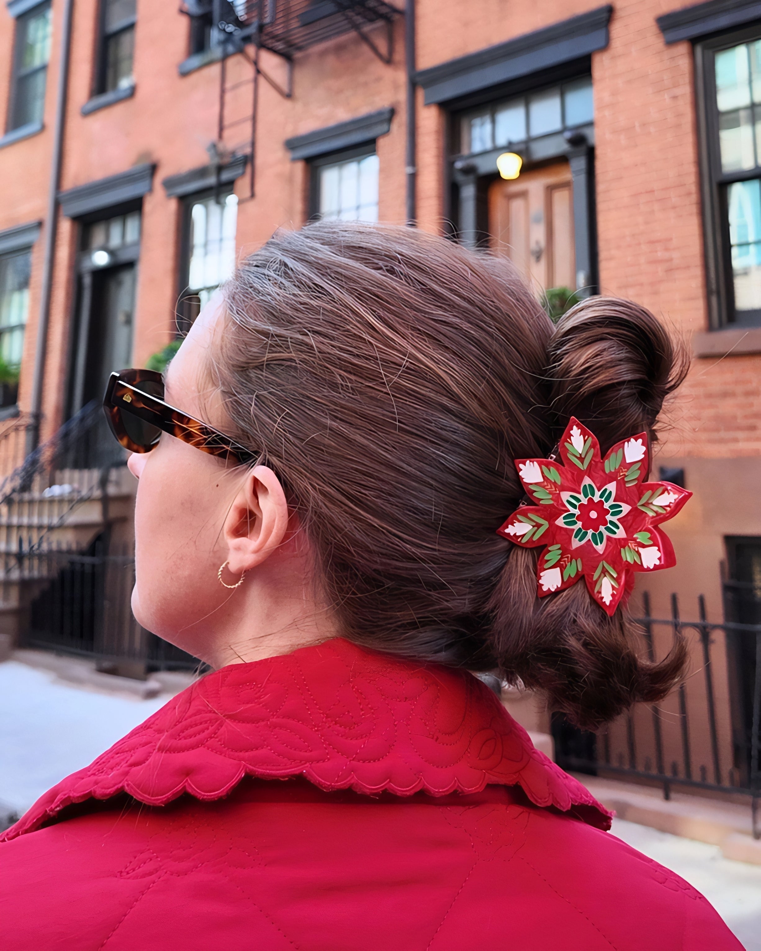 Hand-Painted Claw Hair Clip | Christmas Flower | Solar Eclipse