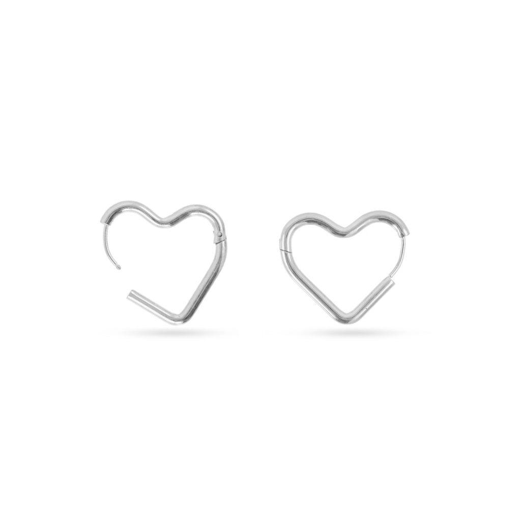 Steel Heart Shaped Hoop Earrings | Anartxy
