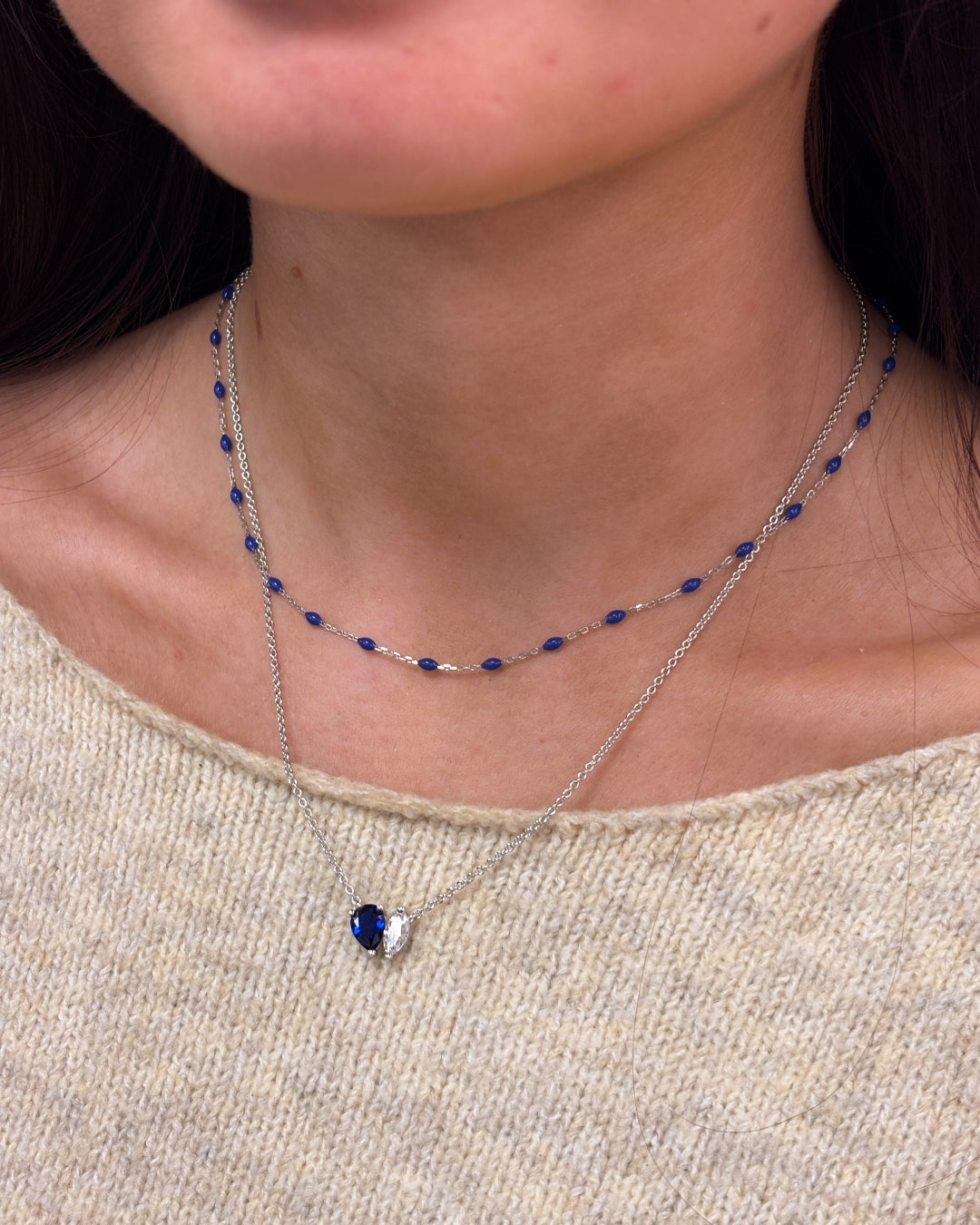 Sterling Silver Pear & Marquise Cut Pendant Necklace | Juno