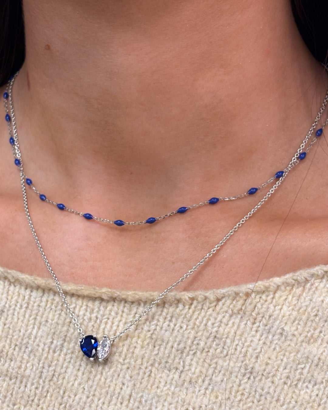 Sterling Silver Colour Bead Chain Necklace | Laila