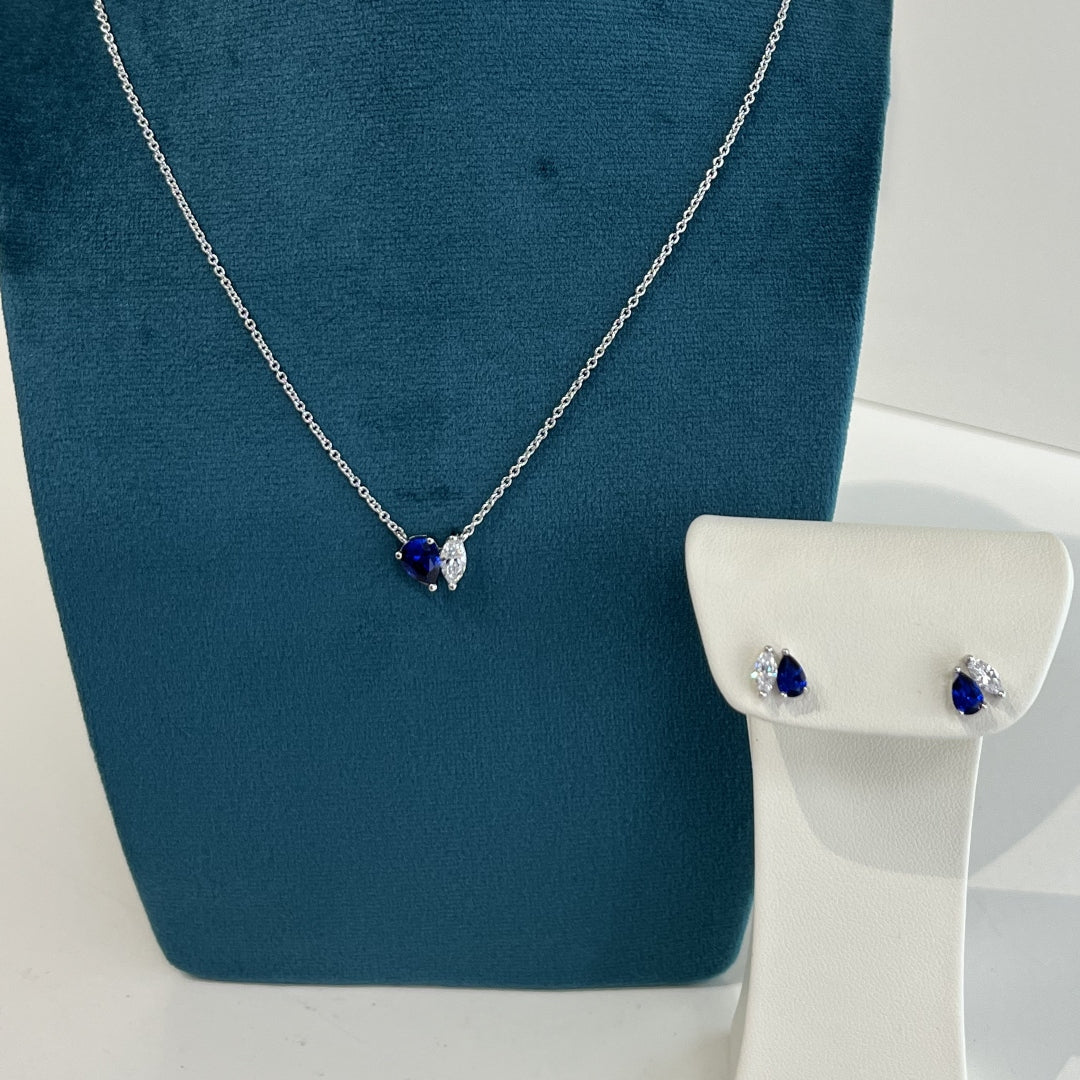 Sterling Silver Pear & Marquise Cut Pendant Necklace | Juno