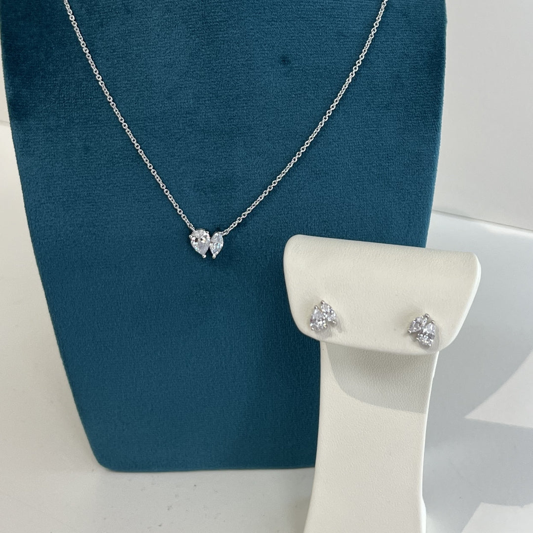 Sterling Silver Pear & Marquise Cut Pendant Necklace | Juno