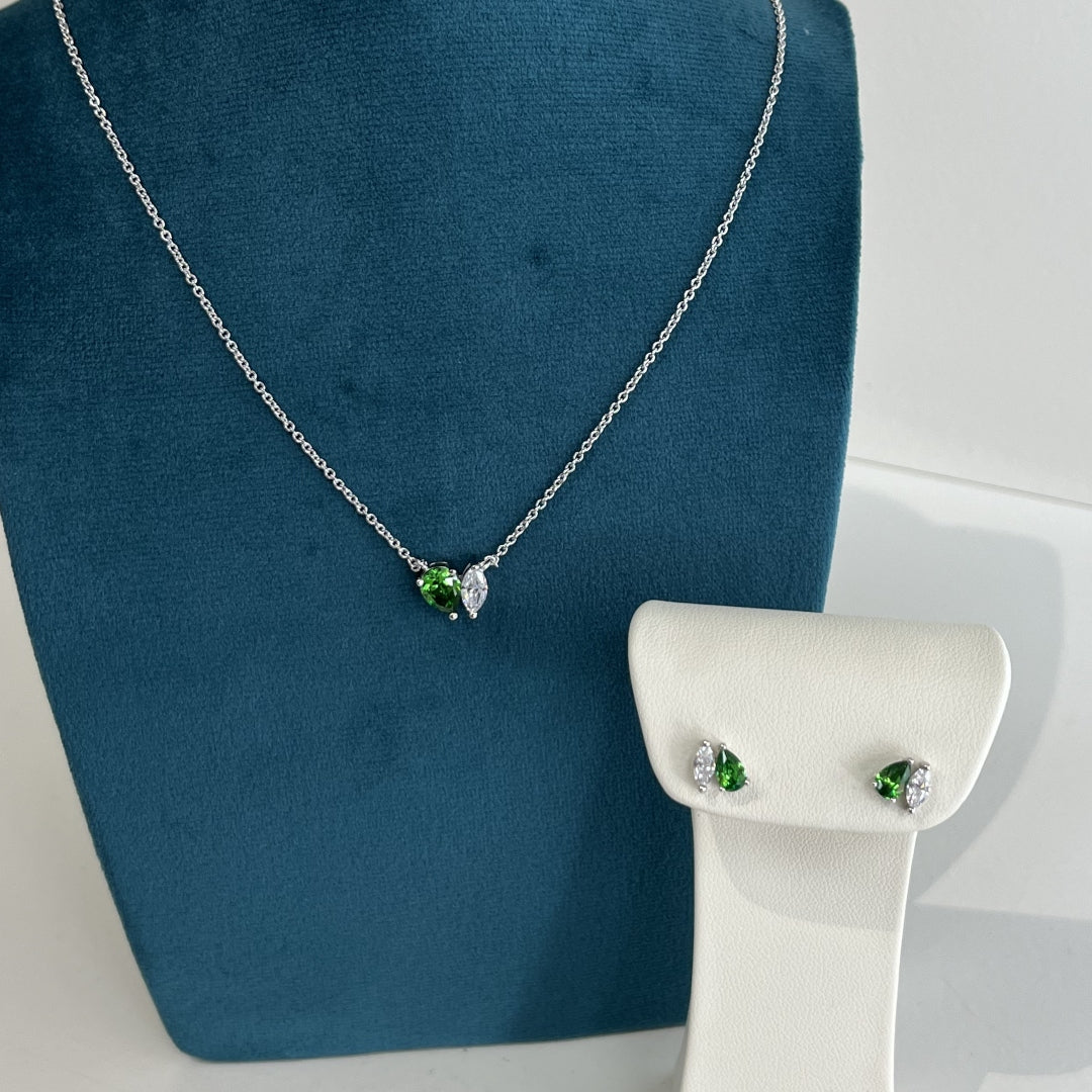 Sterling Silver Pear & Marquise Cut Pendant Necklace | Juno
