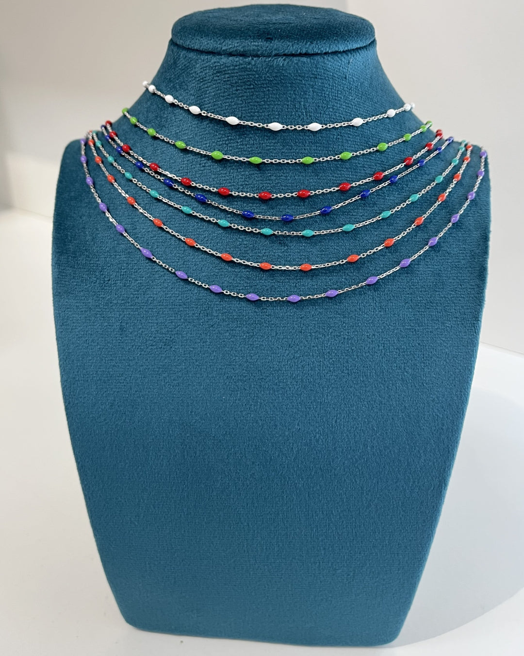 Sterling Silver Colour Bead Chain Necklace | Laila